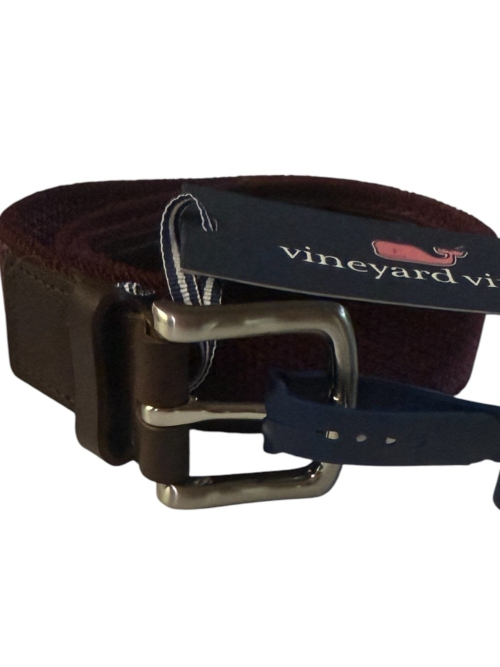 NWT Vineyard Vines Boys Heathered Bungee Belt - Crimson Size 32